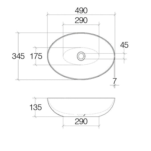 Lineabeta - Lavabo ovale da appoggio Acquaio in ceramica 49x34,5 cm bianco lucido