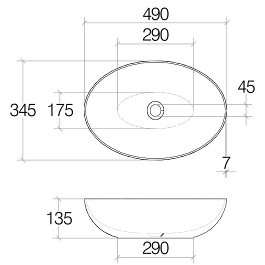 Lineabeta - Lavabo ovale da appoggio Acquaio in ceramica 49x34,5 grigio opaco