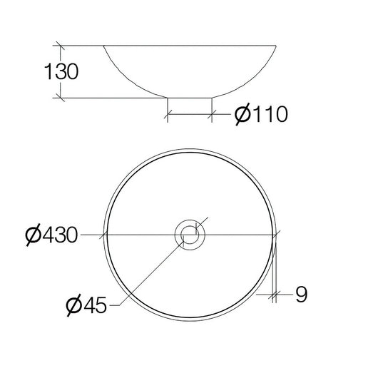 Lineabeta - Lavabo tondo da appoggio Acquaio in ceramica Ø43 cm bianco opaco