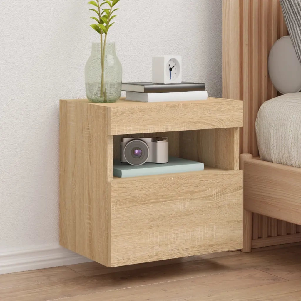 Mobili TV a Parete con Luci LED 2pz | Armadietto TV | Mobile Porta TV Rovere Sonoma 40x30x40 cm