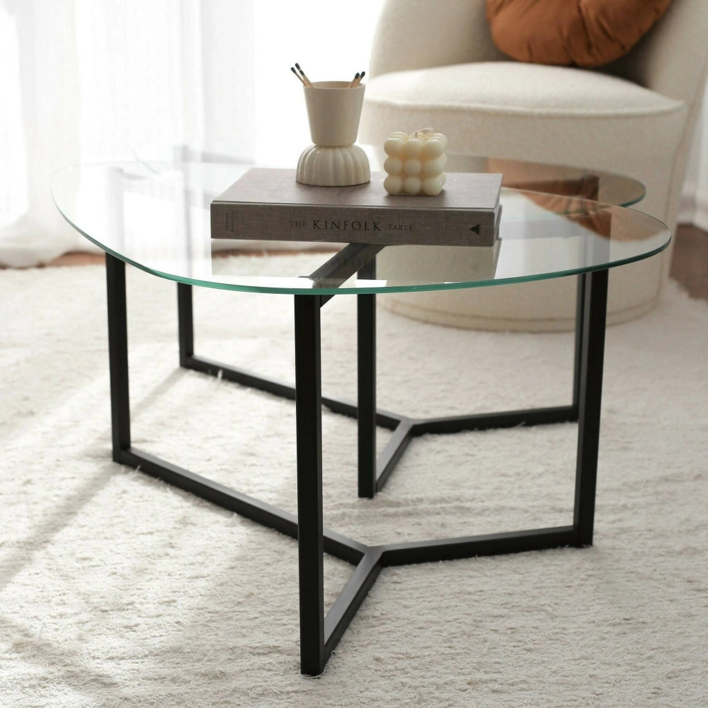 Flora, Tavolino da Salotto Modulare Multifunzionale, 82x58x40h cm Nero