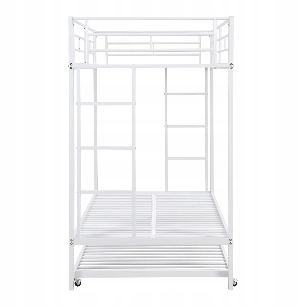 Letto a castello per bambini - Xylo - 90x200 - Bianco - Struttura in metallo estraibile