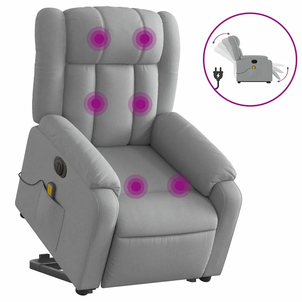 Poltrona Alzapersona Massaggi Elettrica Grigio Chiaro Tessutocod mxl 132999