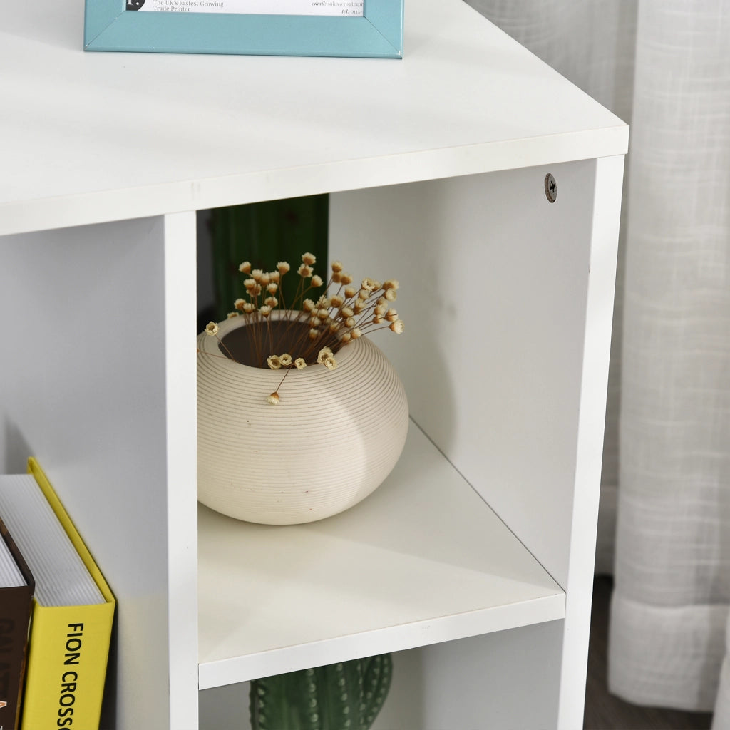 EasyComfort Tavolino da Salotto a C con 2 Ripiani Aperti e 4 Ruote Girevoli, in MDF e PE, 45x35x58 cm, Bianco