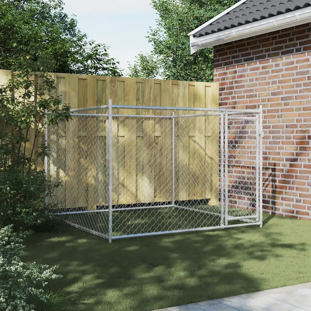Gabbia per Cani con Porta Grigia 2x2x1,5 m in Acciaio Zincatocod mxl 134672