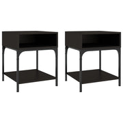 Set di 2 Comodini | Armadio da Notte | Mobiletto da notte Neri 40x41x50 cm in Legno Multistrato