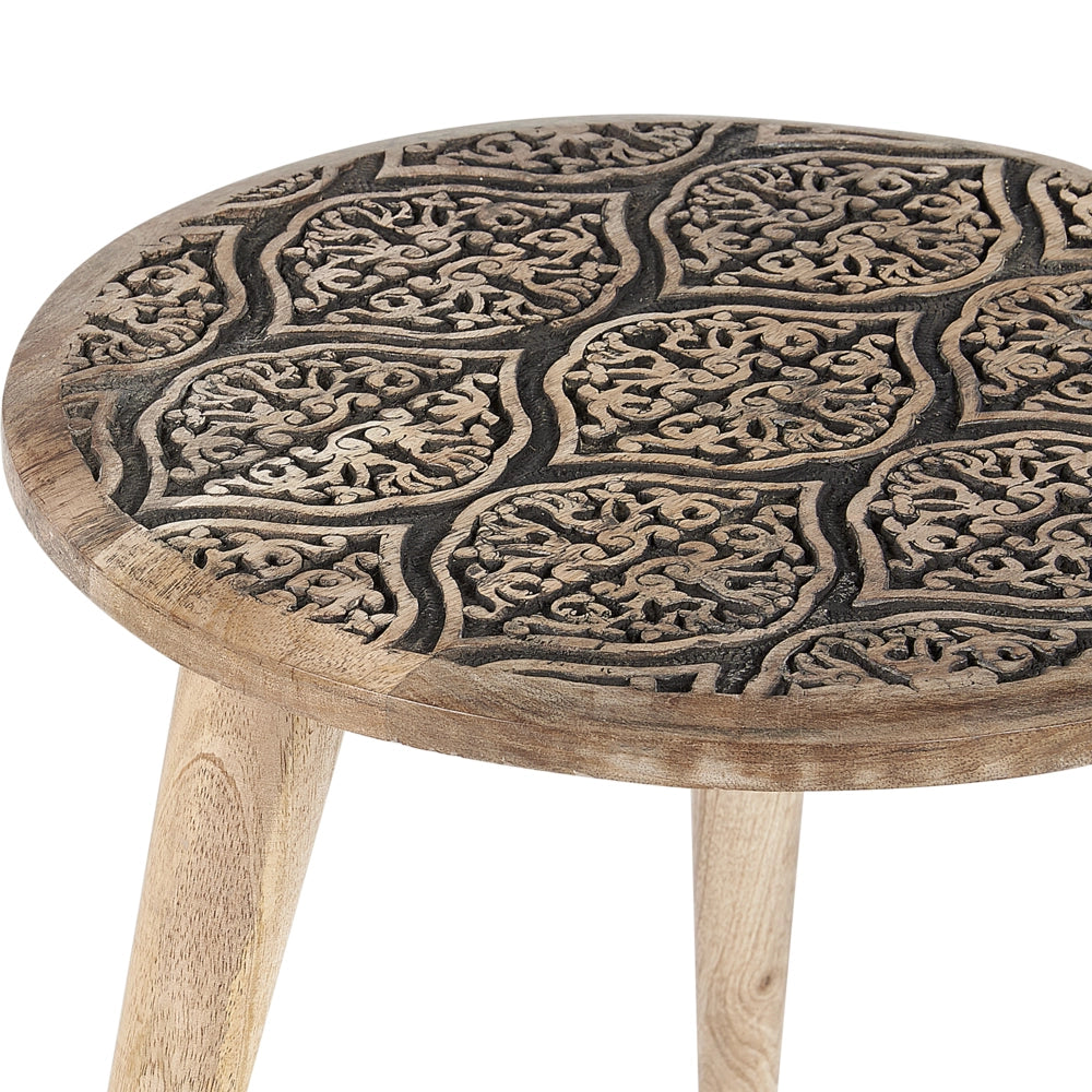 Set di 2 tavolini in legno di mango chiaro Tavolino decorativo Tavolino da salotto piccolo Design orientale