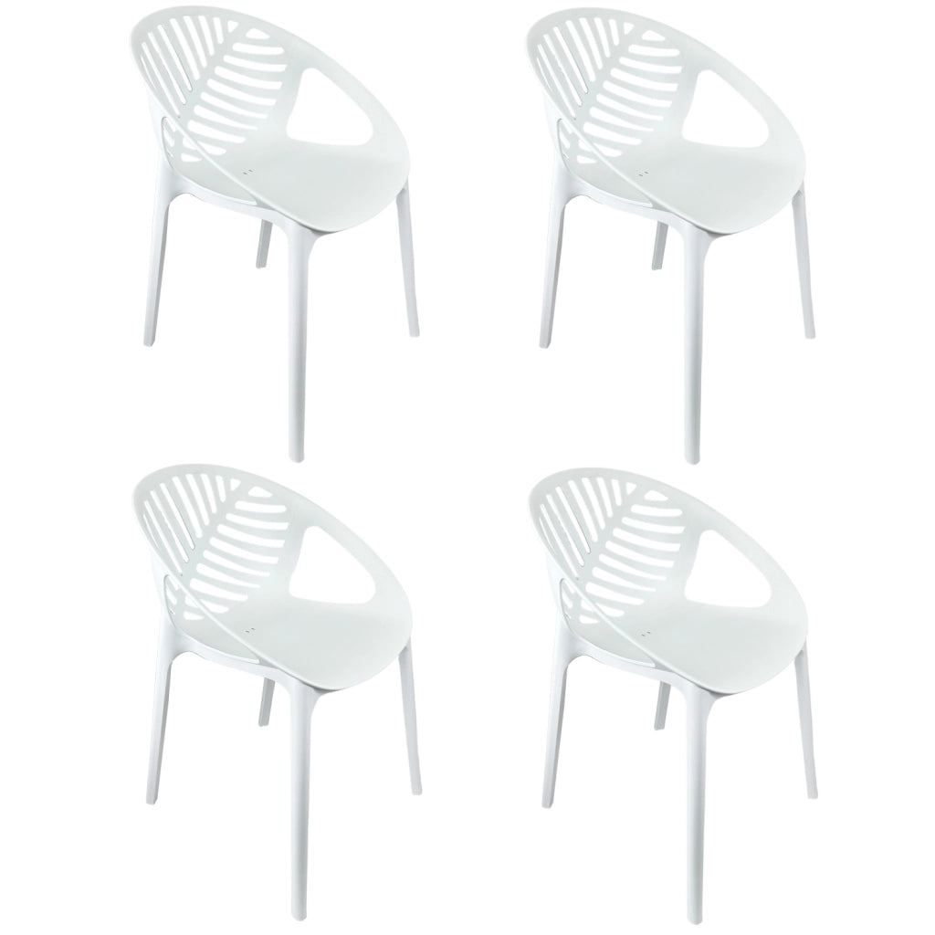 Marvin Sedia In Polipropilene Sierra Poltrona Da Interno Esterno Giardino Impilabile Design Moderno Natur Bianco/4 Sedie