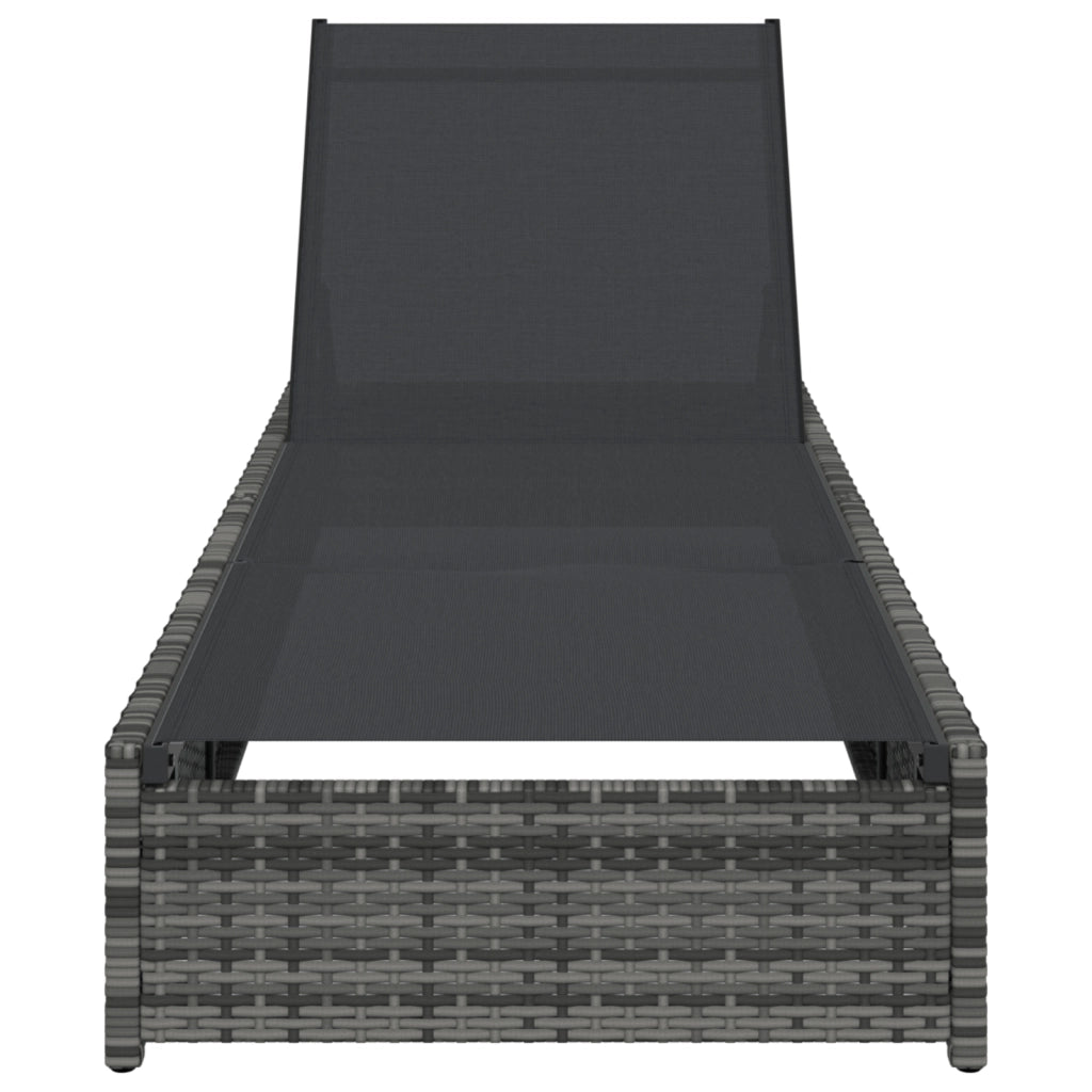 Lettino Prendisole Grigio 60x200x27 cm Polyrattan