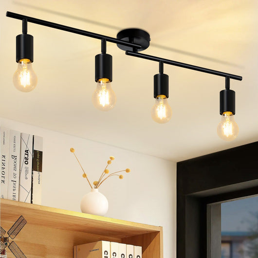 ZMH Faretto da soffitto nero - Lampada da soffitto con faretti E27 orientabili a 350° per camera da letto vintage