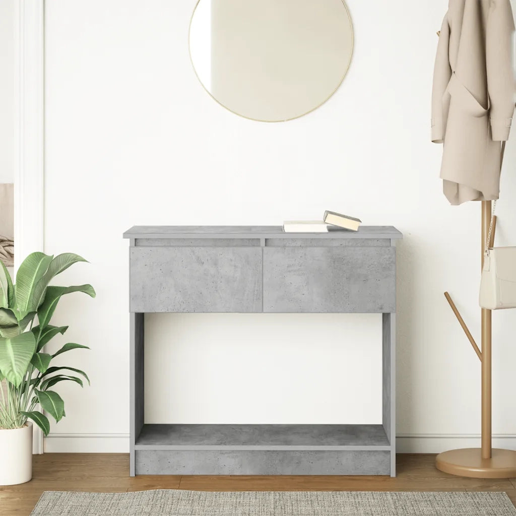 Tavolo Consolle | Tavolo d'Ingresso con Cassetti Grigio Cemento 85,5x38,5x74,5 cm