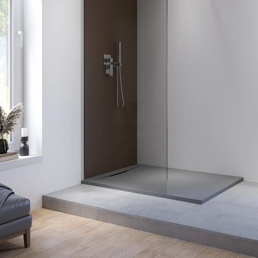 Piatto doccia 70x90 cm in marmoresina grigio effetto pietra | Paros