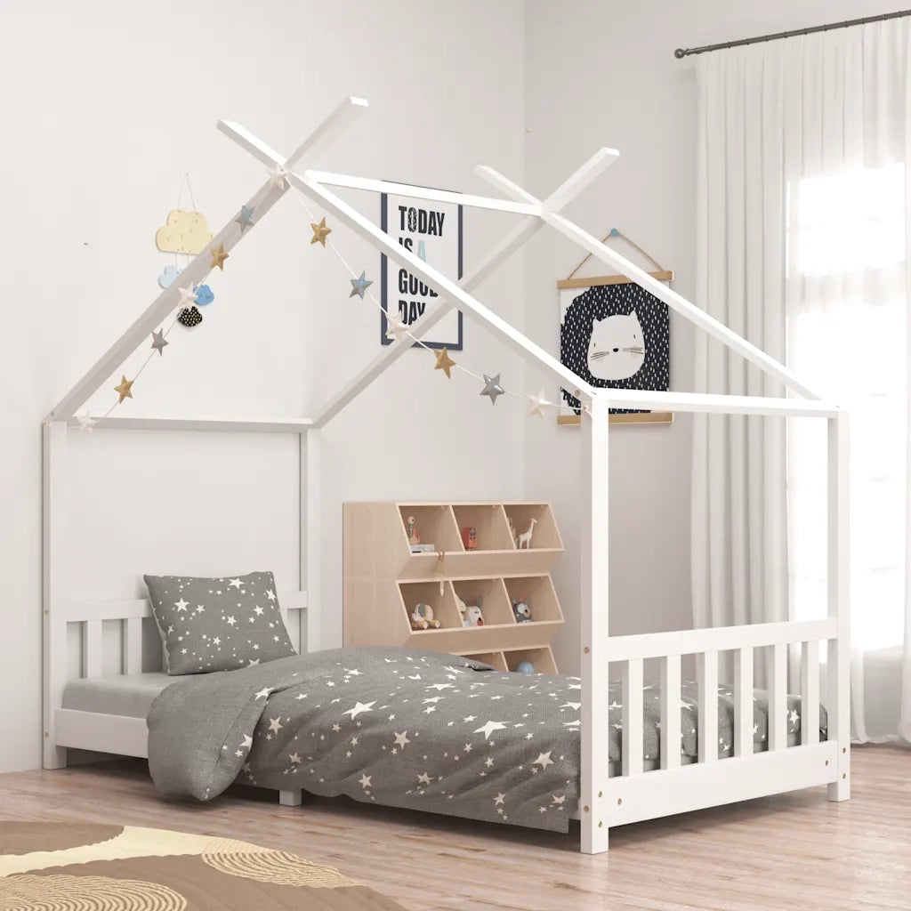 Giroletto per Bambini-Struttura Letto Bambini Bianco in Massello di Pino 90x200 cm 852064