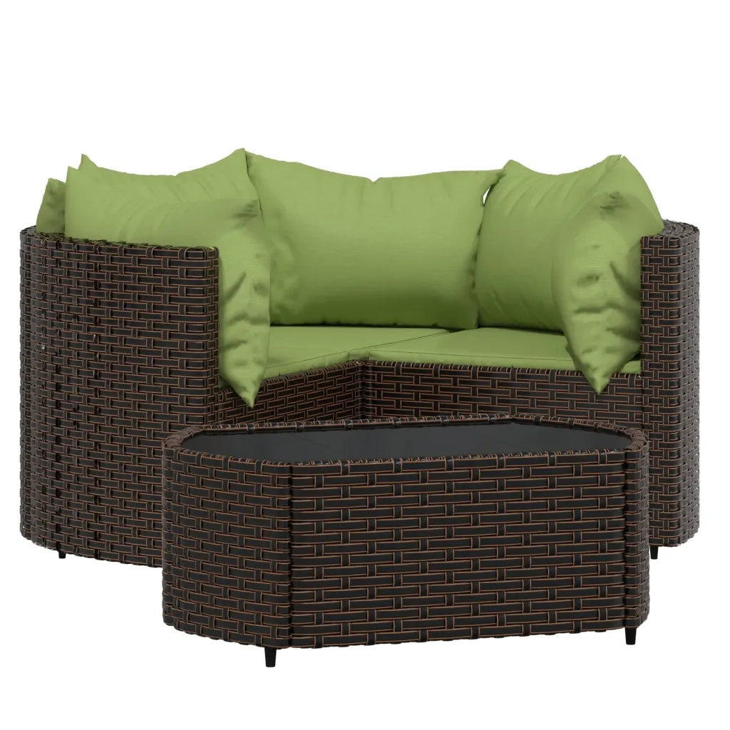 Set Mobili da Giardino 4 pz con Cuscini in Polyrattan Marrone 319840
