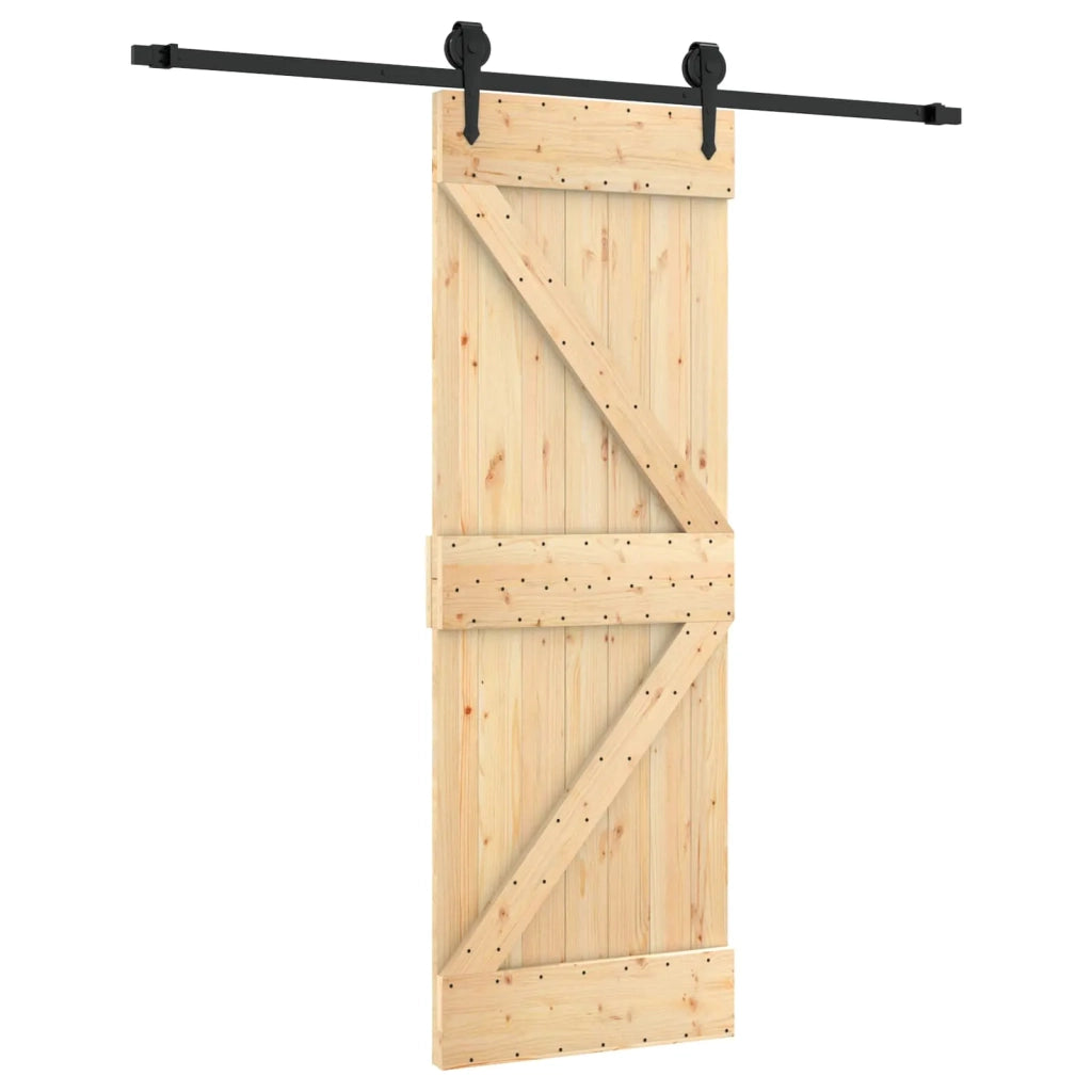Porta scorrevole Naturale e Nero 70 x 210 cm 3445149