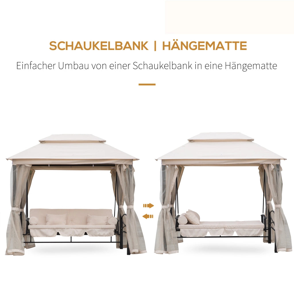 Altalena Hollywood con sponde 3 posti ¨C zephmum ¨C Beige 256x172x248 cm