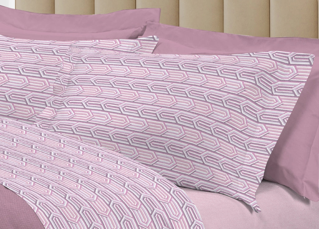 Completo Lenzuola Letto 100% Cotone Italy 3027 Disegno Henry - Singolo - Rosa