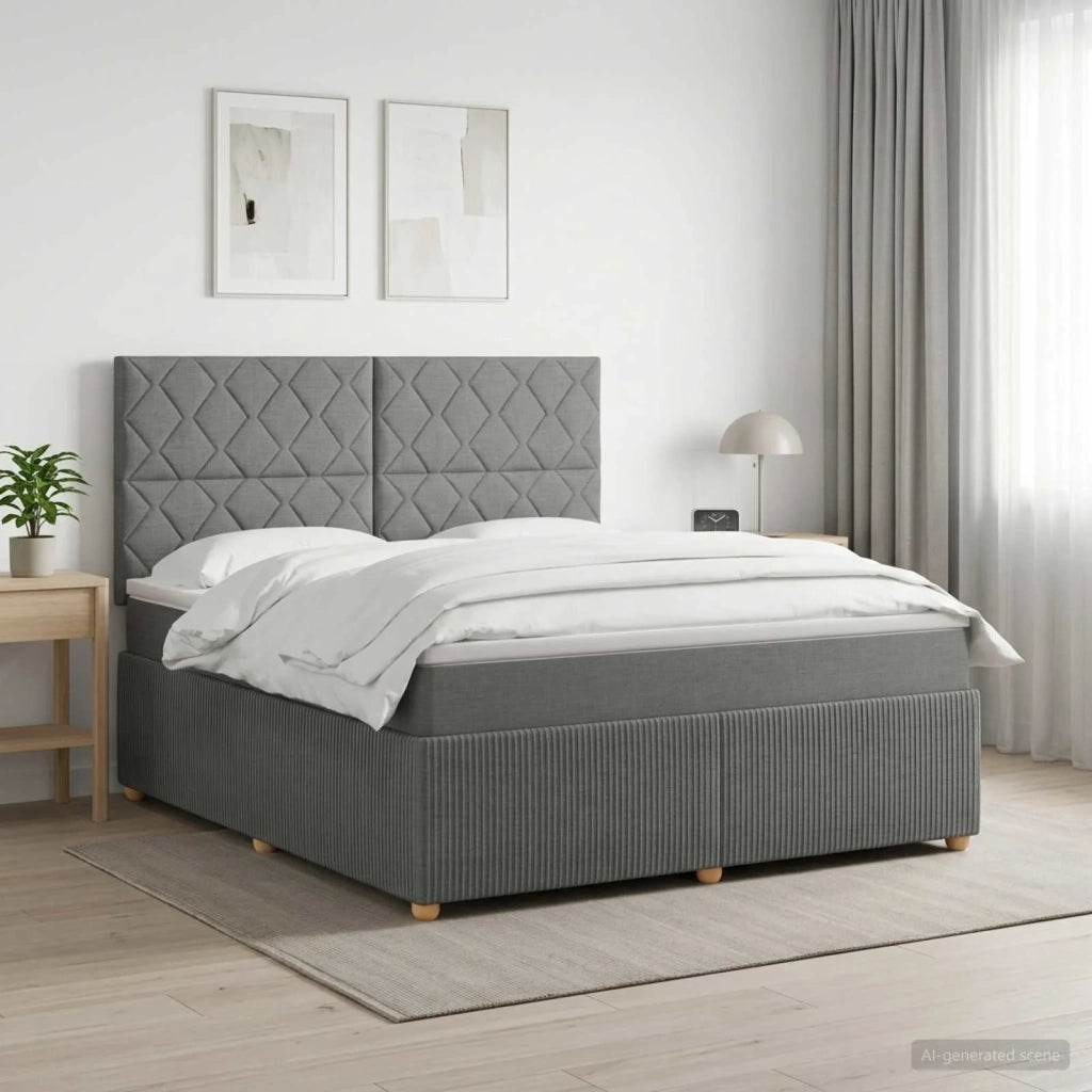 Letto Box Spring LED con Materasso Grigio Scuro 180 x 200 cm 3455924