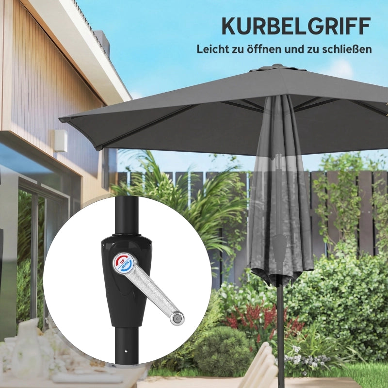 Parasole pieghevole 270 cm per balcone e giardino con manovella protezione UV 50+ colore grigio scuro