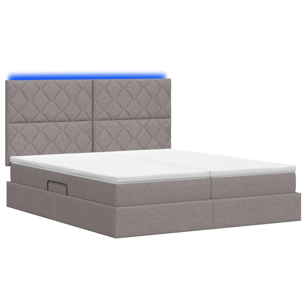 Letto con contenitore LED e materasso Tortora 200 x 200 cm 3460251