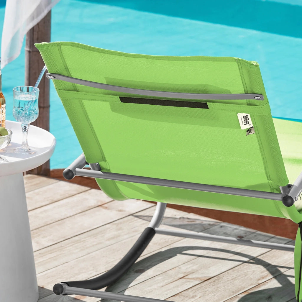 Poltrona dondolo, Sdraio Relax, Sedia a sdraio, Con poggiatesta, Verde chiaro OGS28-GR
