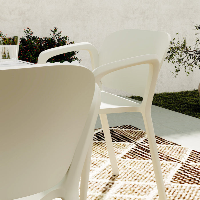 Set 4 Sedie da Giardino Design Moderno 60x56x75 cm Impilabili in PP Bianco