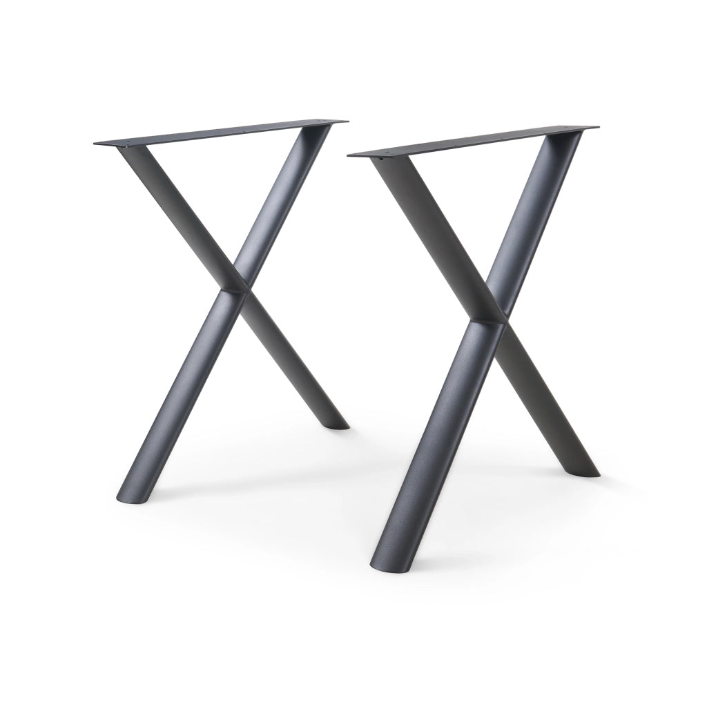 Set di 2 Gambe Klixjö con Profili Ovali a X per Mobili 'Fai da Te' 72 x 70 x 10 cm - Acciaio Nero [en.casa]