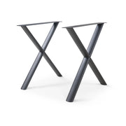 Set di 2 Gambe Klixjö con Profili Ovali a X per Mobili 'Fai da Te' 72 x 70 x 10 cm - Acciaio Nero [en.casa]