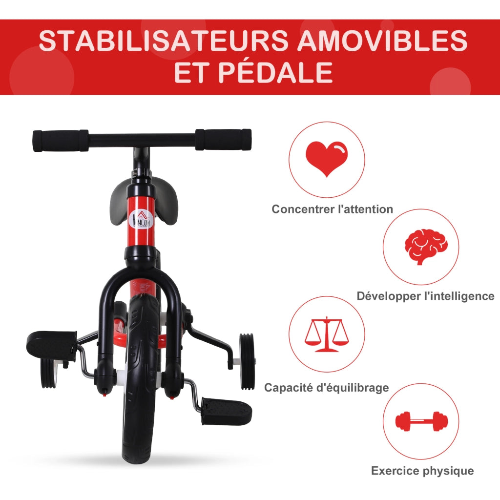 Bicicletta Bambini 2 in 1 ¨C zephmum ¨C Rosso, Acciaio, 12'