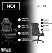 RMF Sedia Gaming Professionale Ergonomica Reclinabile, Poltrona Gaming Seduta Comoda e Rilassante con Poggiapiedi - Sedia per Gamer con Ruote Girevoli, Altezza Regolabile (Nera)