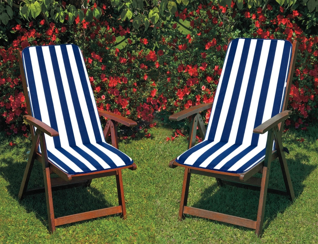 Cuscino Copri Sedia Universale Morbido A Righe Tessuto Cotone Esterno Giardino Blu