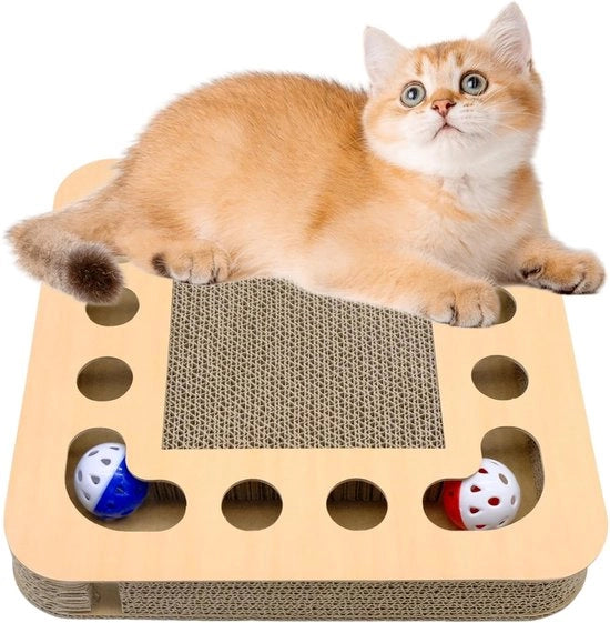 Paletto Interattivo per Gatti - Giocattolo 3 in 1 - Cartone - Quadrato