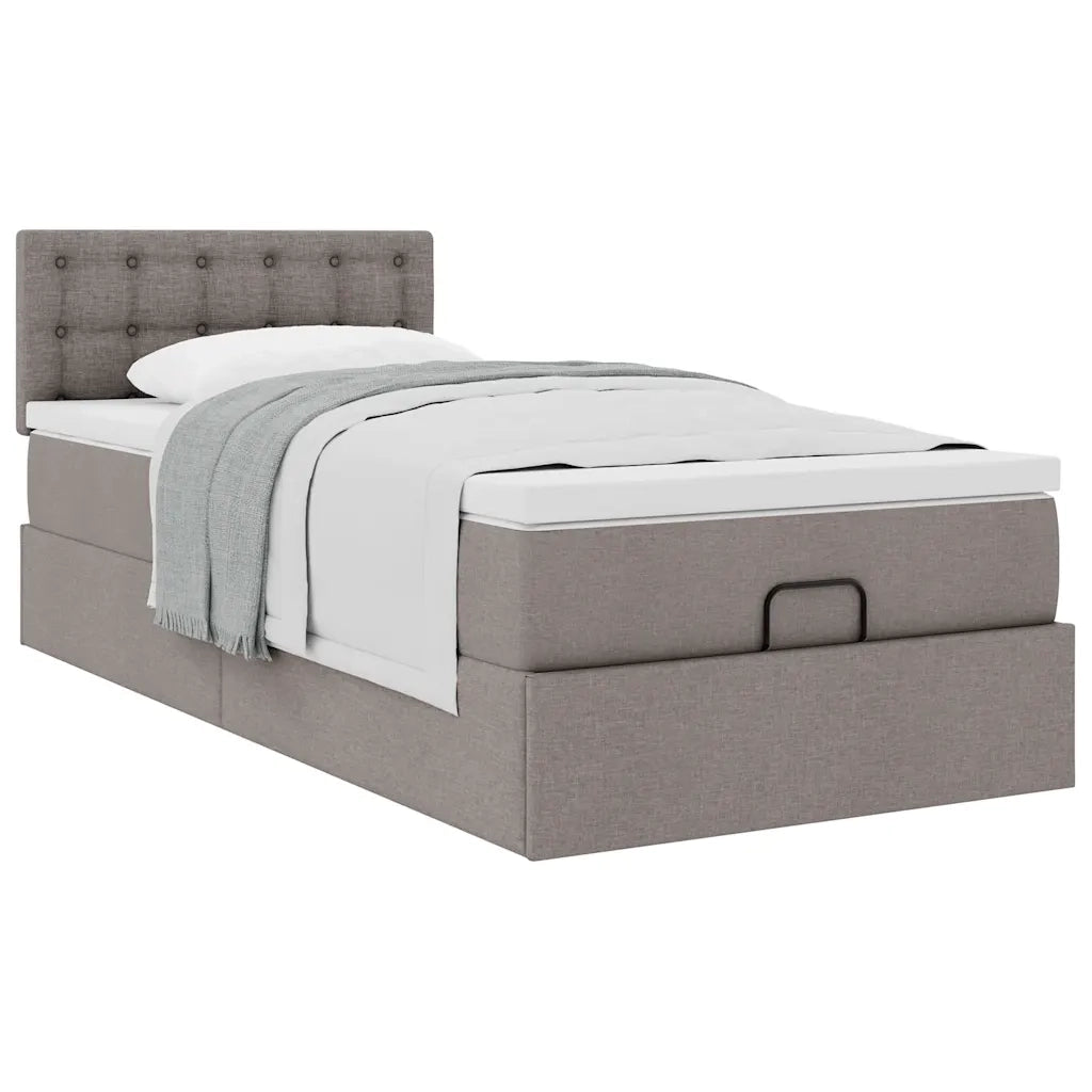 Struttura Letto Pouf con Materasso Tortora 80x200 cm in Tessuto 3311584