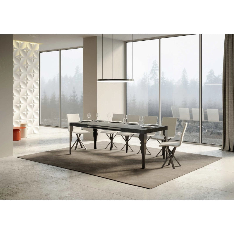 Tavolo allungabile 200/304x90 cm Paxon telaio Antracite - Cemento