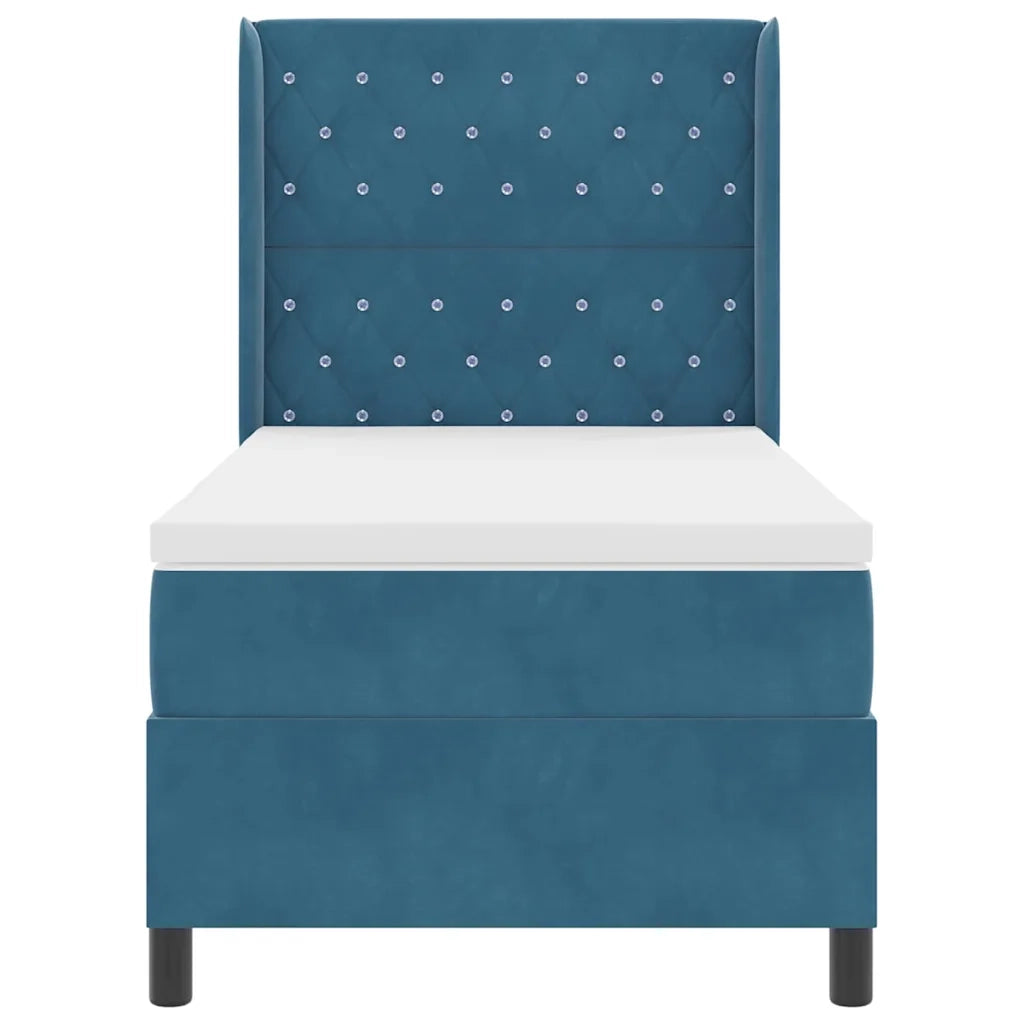 Letto a molle con materasso con led Blu 90 x 200 cm Velluto 3343800