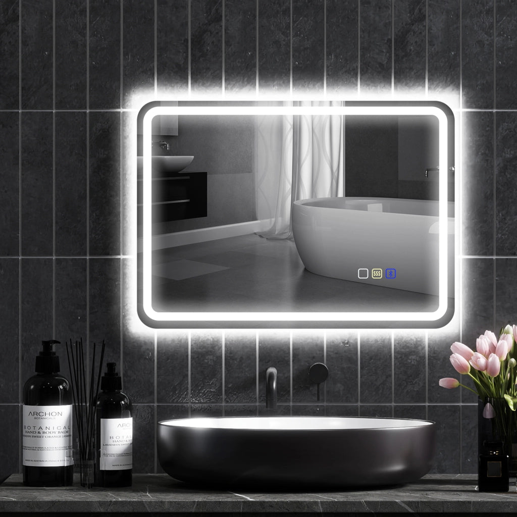 Specchio Bagno con LED ¨C zephmum ¨C Argento 60x30x