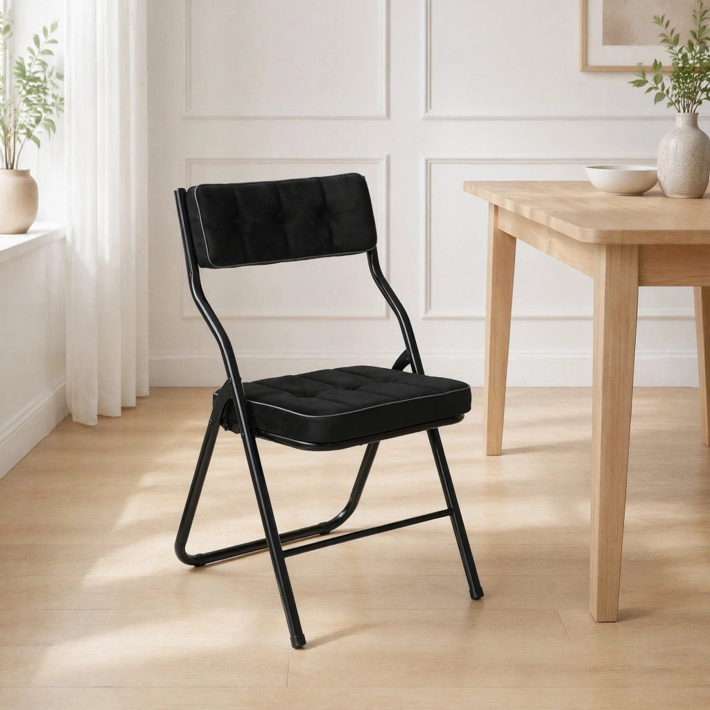 SEDIA Pieghevole Imbottita Set da 2 pezzi Nero in Acciaio