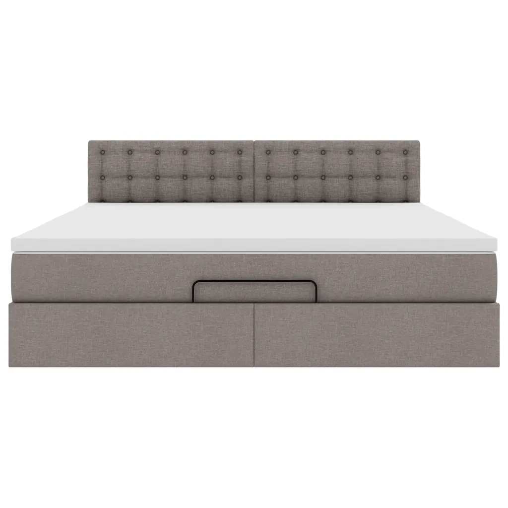Struttura Letto Pouf con Materasso Tortora 180x200cm in Tessuto 3311647