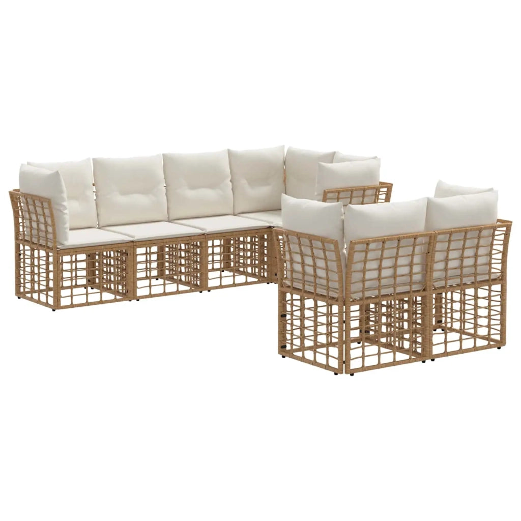 Set di divani da esterno 7 pz Naturale Poliestere 3437512