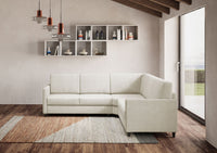 Divano Angolare 5 Posti 241x241x85 cm Karay in Tessuto Latte