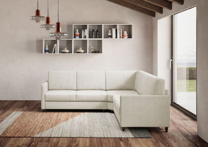 Divano Angolare 5 Posti 241x241x85 cm Karay in Tessuto Latte