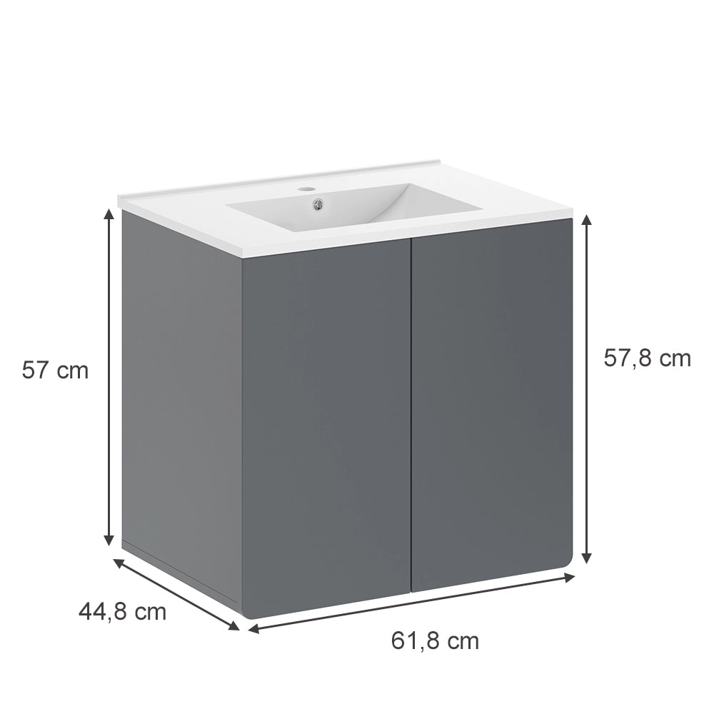 Vicco Mobiletto per lavabo Grigio