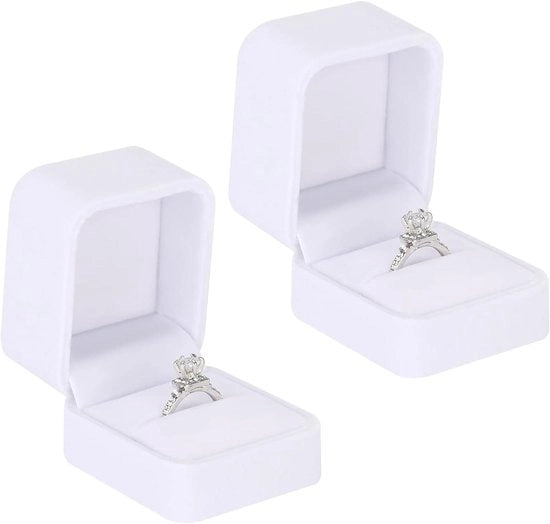 Cassetti di velluto premium per anelli e orecchini - Scatola di gioielli in velluto per coppia - Proposta di matrimonio - 2 pezzi