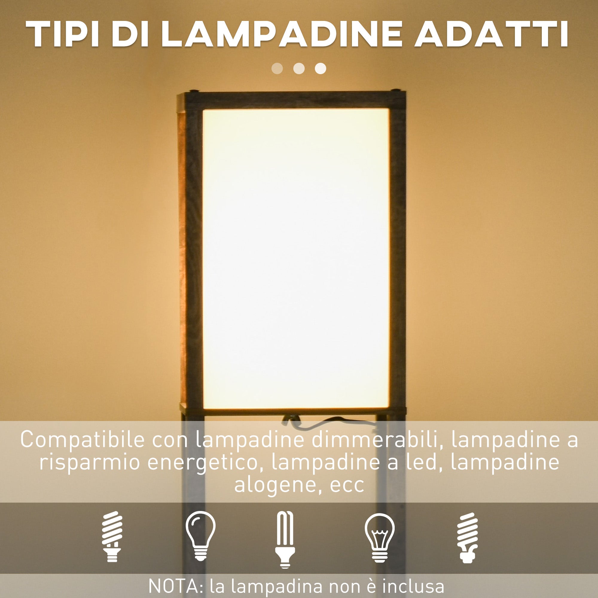 Lampada da Terra Attacco E27 Potenza 40W con Mensole in MDF Colore Legno