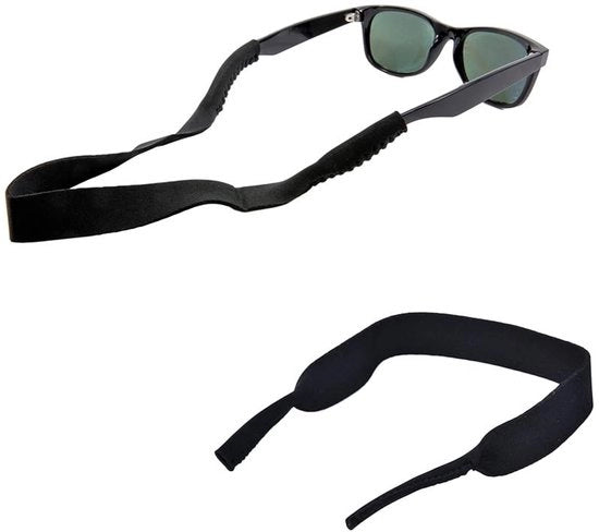 Cintura Brillante Nera - Materiale Neoprene - Cinturino per Occhiali - Corda Sportiva - Adattabile - 40 cm - Maniglia Comoda - Cinturino per Occhiali