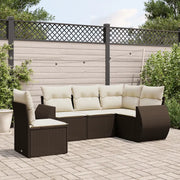 Set Divano da Giardino 5 pz con Cuscini Marrone in Polyrattan 3221372