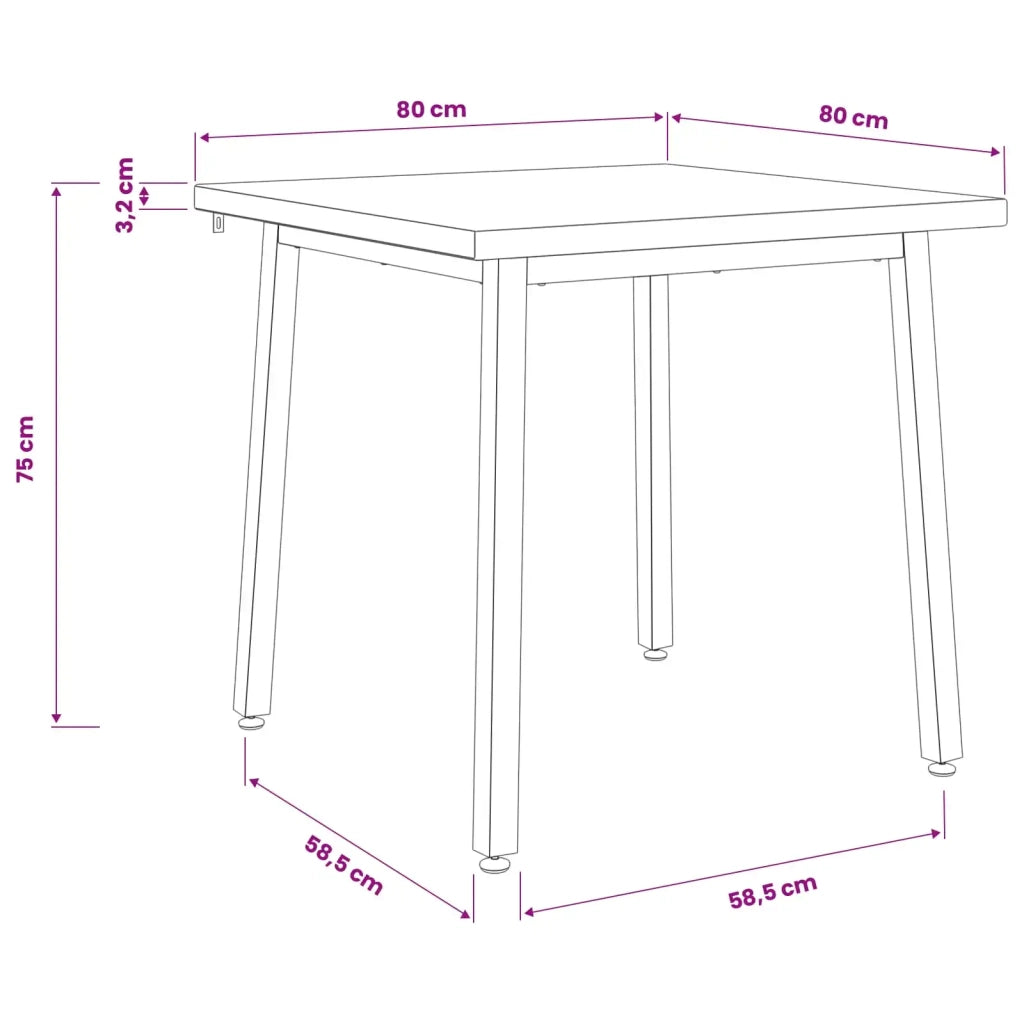Tavolo da pranzo quadrato 80 x 80 x 75 cm 937620