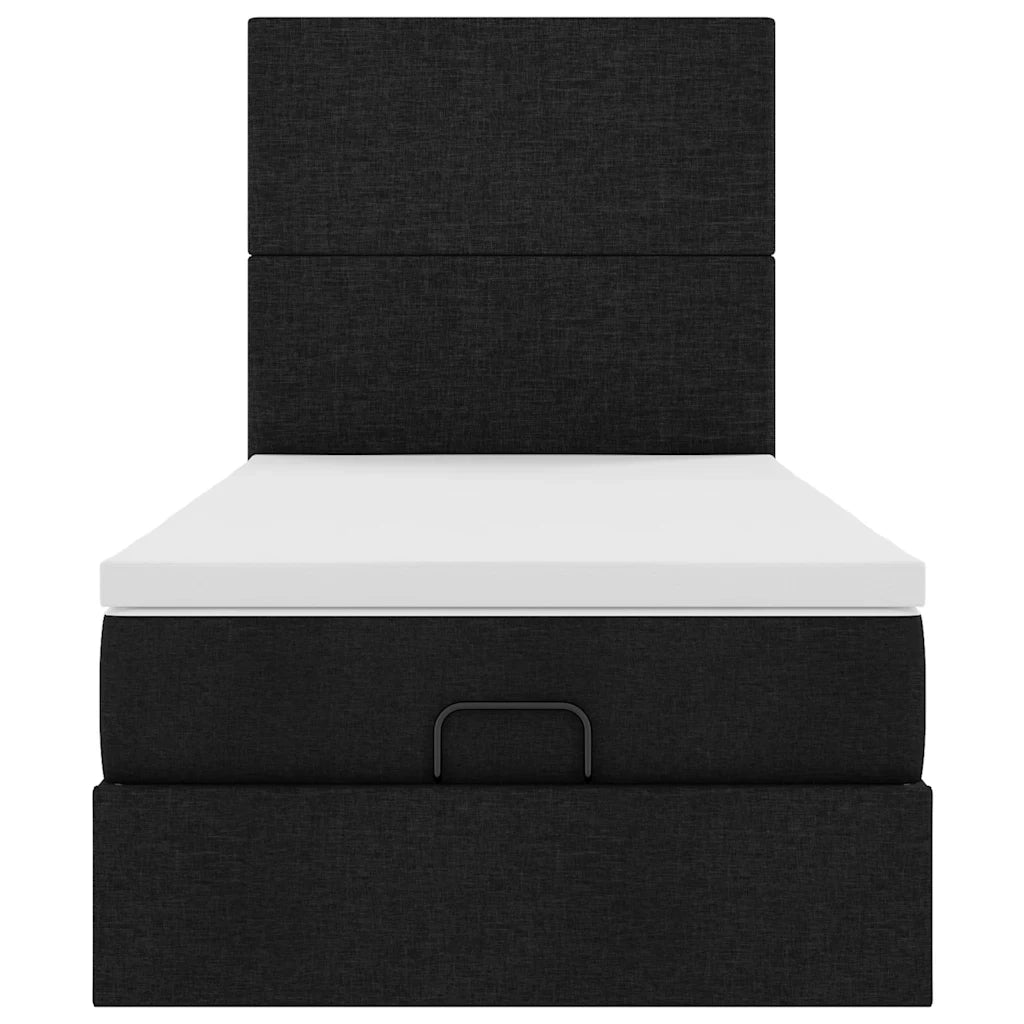 Pouf Letto con Materasso Nero 90x200 cm in Tessuto 3313045