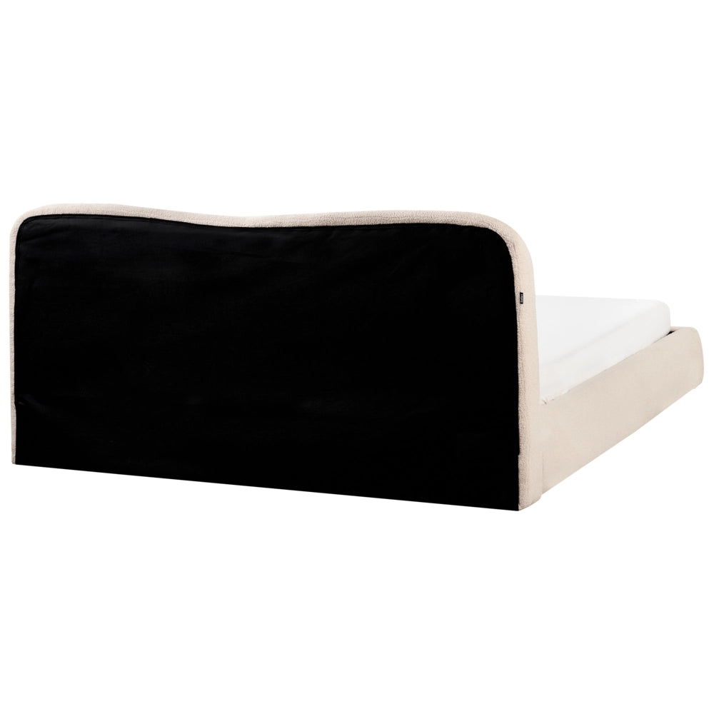 Letto contenitore Beige Chiaro Boucle Poliestere Tessuto 180 x 200 cm Design moderno e minimalista