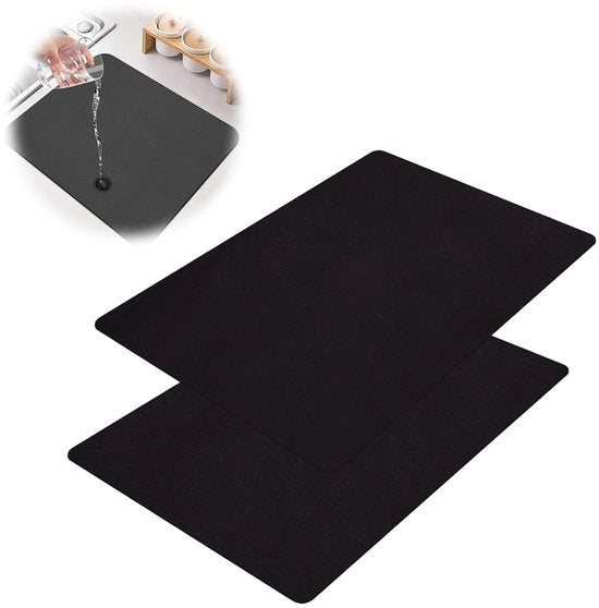 Matrice di assorbimento per caffè, gabinetto della doccia e cucina, nera, ideale come piccola e pratica matrice per piatti e scaldabiancheria.